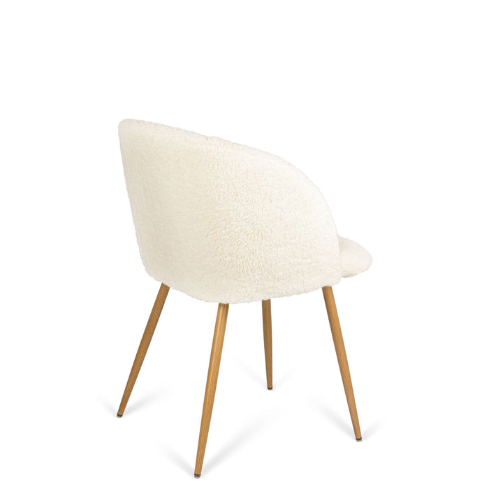 Adjust Legs Upholstered Teddy Faux Fur Dining Armrest Chair (Set of 2)