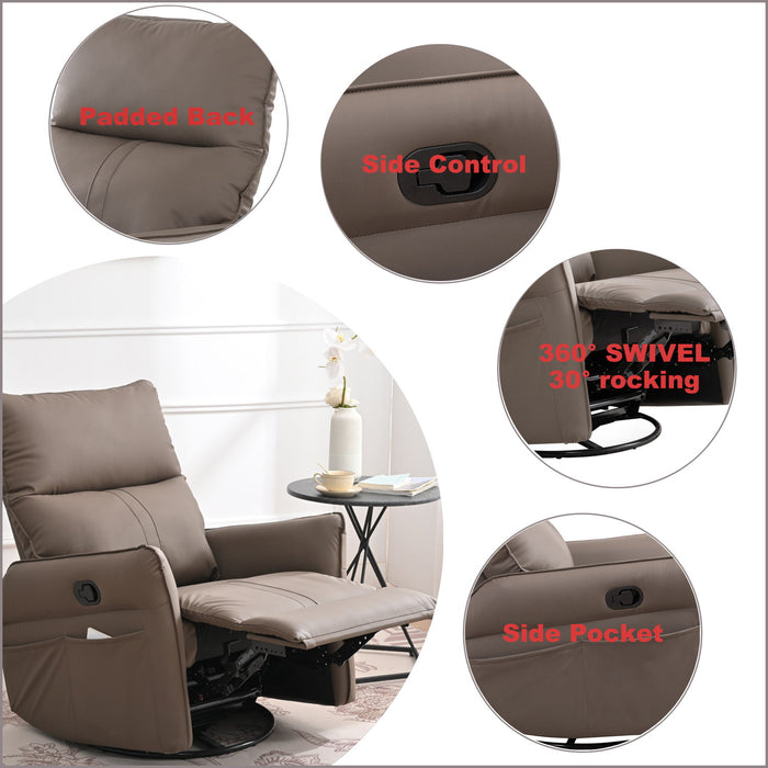 Electric 270° Swivel Rocking Glider Chair For Living Room (Brown)
