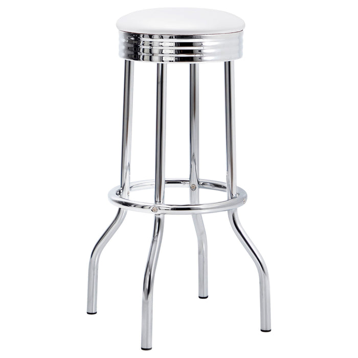 Midge - 3 Piece Round 1950S Bistro Pub Bar Table Set With Upholstery - White