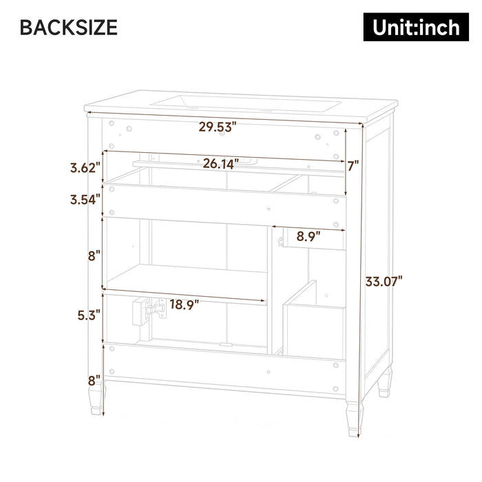 Freestanding Bathroom Vanity With Sink, Soft Close Door, Tip Out Drawer