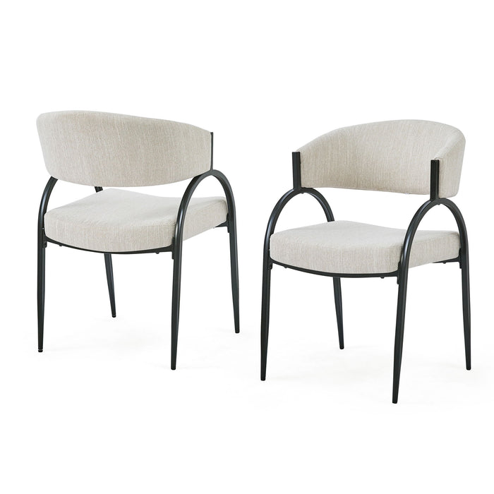 Contemporary Upholstered Dining Chairs With Metal Legs (Set of 2)