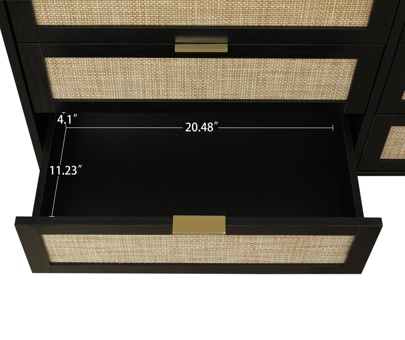 Modern 6 Drawer Dresser Wood Cabinet (Black)
