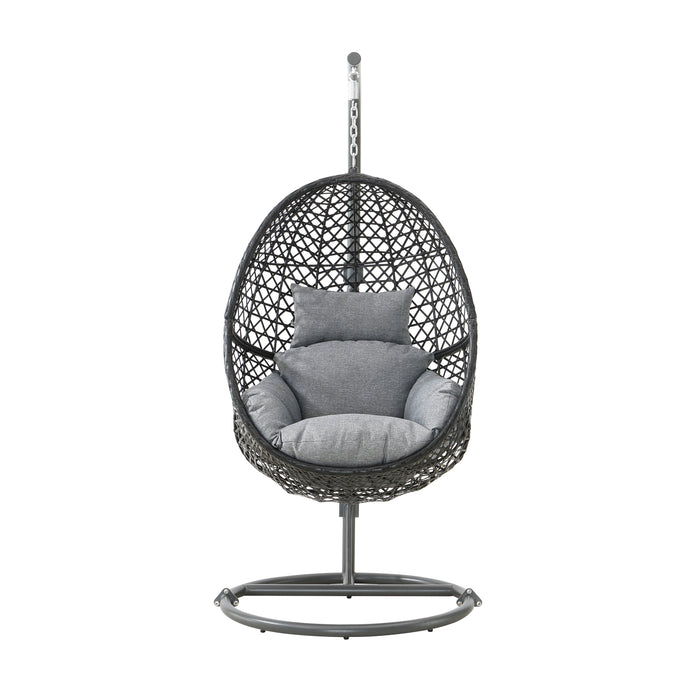 Patio Pe Rattan Swing Chair With Stand For Balcony, Courtyard - Black