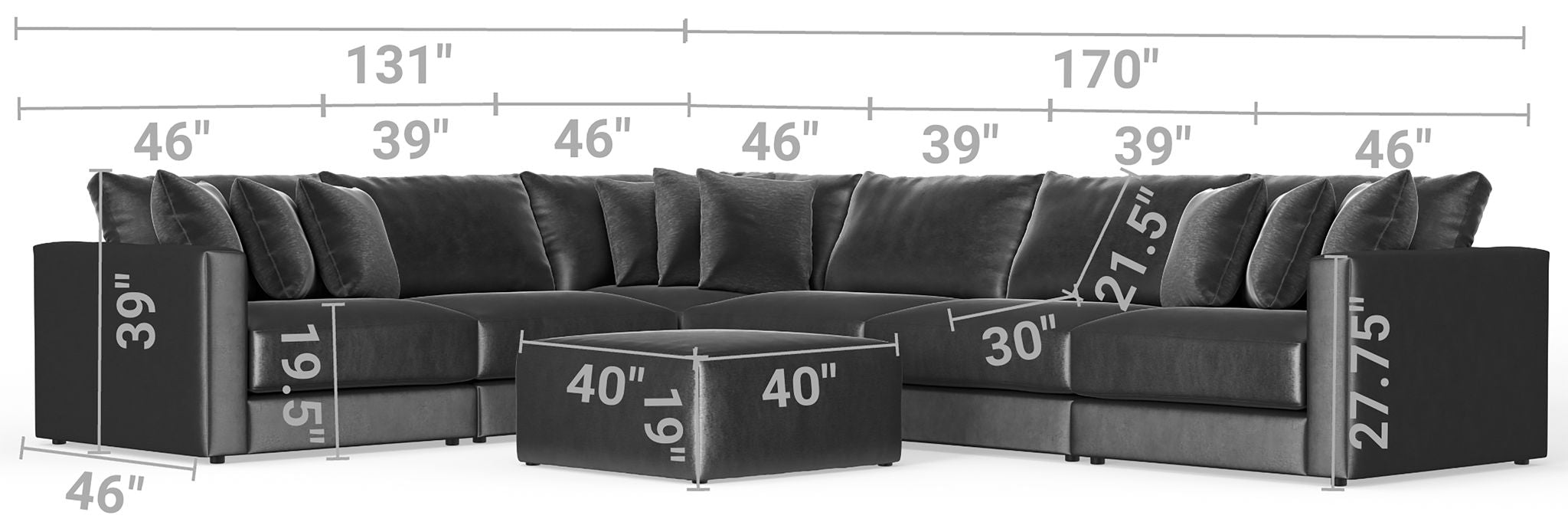 Remington - Modular Sofa And Cocktail Ottoman