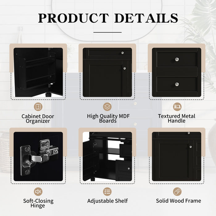 Bathroom Vanity & Top Sink, Modern Bathroom Storage Cabinet With 2 Drawers And A Tip-Out Drawer