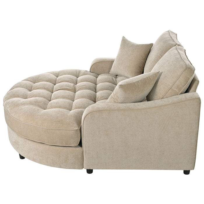 Modern Chaise Lounge Upholstered Sofa Couch With Tufted Seat And Detachable Pillows For Living Room