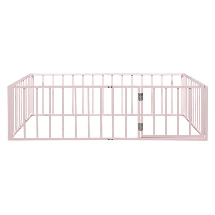 Metal Floor Bed Frame With Fence And Door