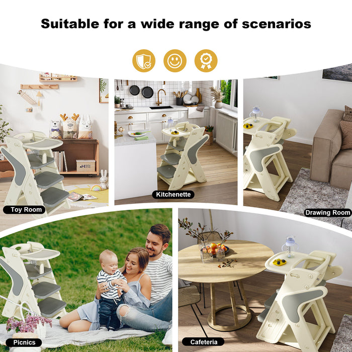 Multifunctional Growing Up Dining Chair With Adjustable Height And 5 Point Seat Belts
