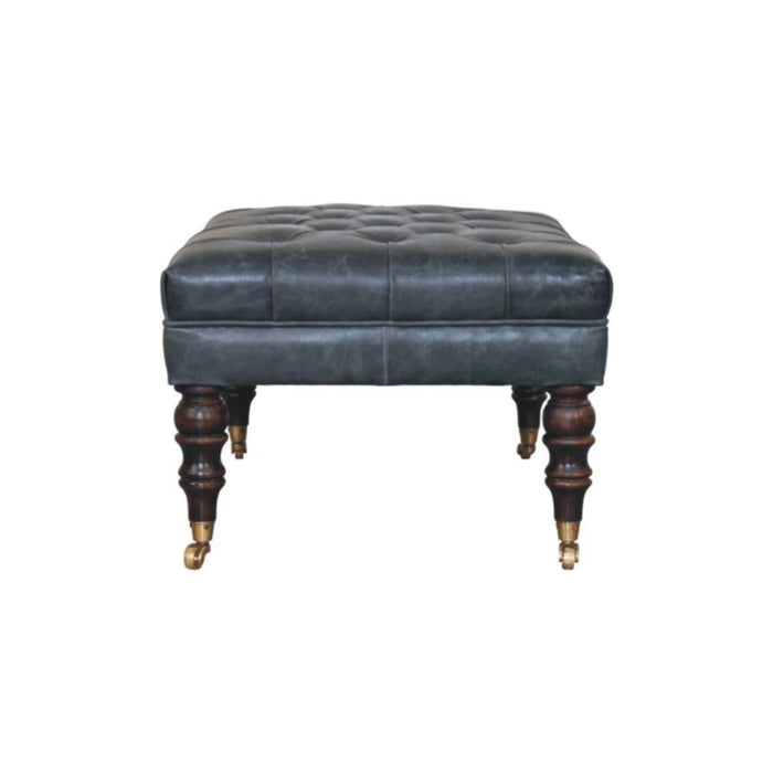 Buffalo - Leather Ottoman With Castor Legs
