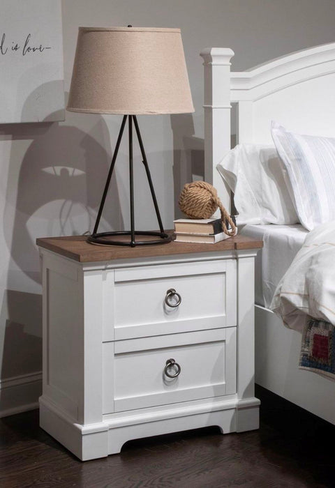 Kingston - Drawer Nightstand - Whisper White And Cerused Nutmeg