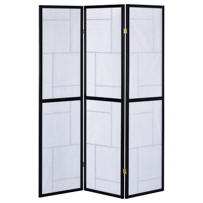 Damis - 3-Panel Room Divider Folding Shoji Screen - Black