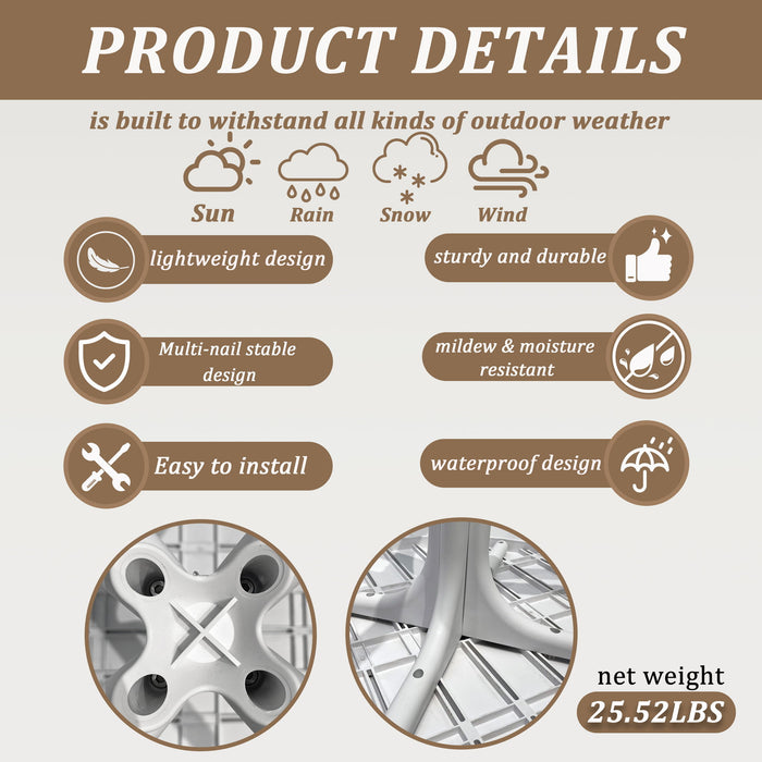Modern Round Table, Waterproof, UV Resistant And Durable - White
