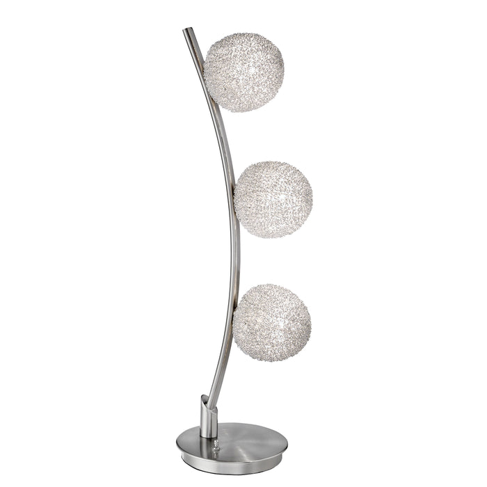 Modern Home Decor Table Light Curved Stand Satin Nickel Finish Bedroom Living Room, 3 Wire - Wrapped Balls
