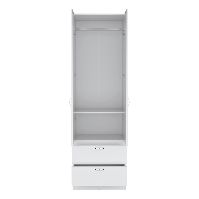 Armoire Organiser, Two Shelves, Rod, Double Door Cabinet Armoire