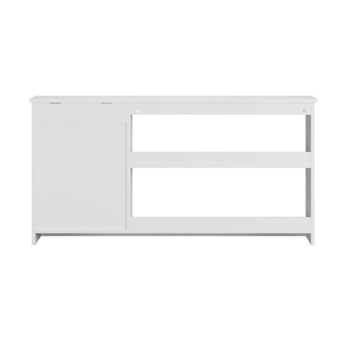 3 In 1 Bookshelf And Toy Storage Cabinet With Chalkboard, Organizer For Playroom Featuring And Spacious Storage - White