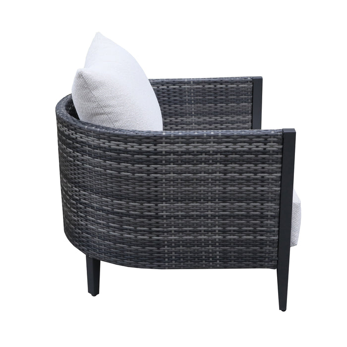 Premium Outdoor Wicker Club Chair With Cushion, (Set of 2) Gabardine