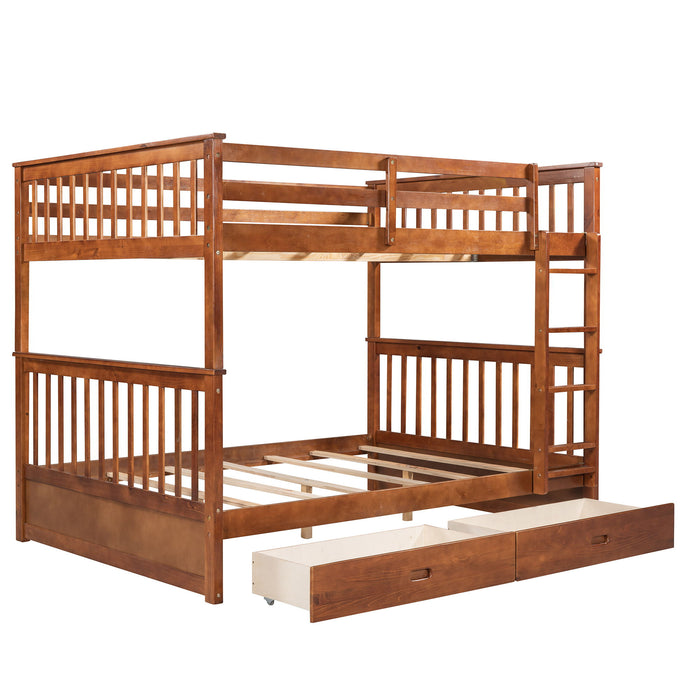 Bunk Bed With Ladders And 2 Storage Drawers