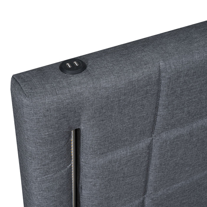 Upholstered Platform Bed With Trundle & Drawers