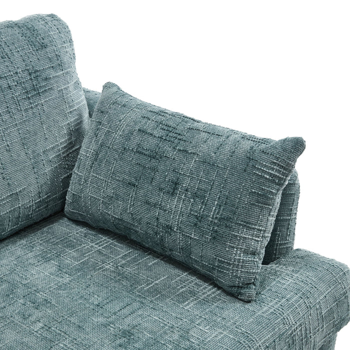 Chenille 2 Seater Sofa With LED Light, USB Charging Port, And Storage Bag