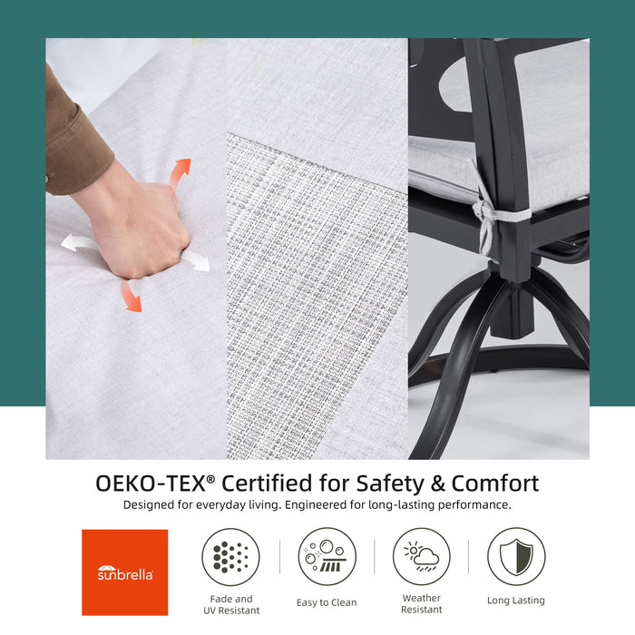 Outdoor Patio Swivel Rocker With Outdoor Grade Sunbrella Cushions, Branch Like Backrest (Set of 2) - Bourbon Brown