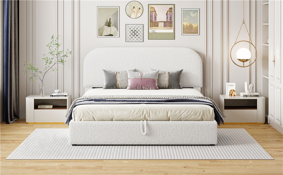 Upholstered Platform Bed With Hydraulic Storage System
