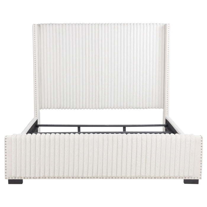Natasha 65-inch Upholstered Eastern King Wingback Bed Cream