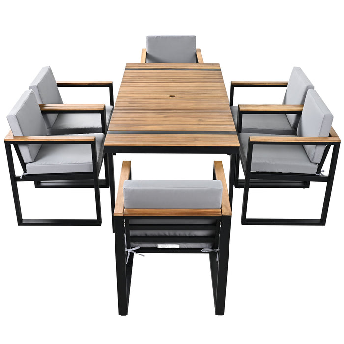 7 Pieces Outdoor Dining Set Patio Dining Table And Chair Set With And Removable Cushions For Patio