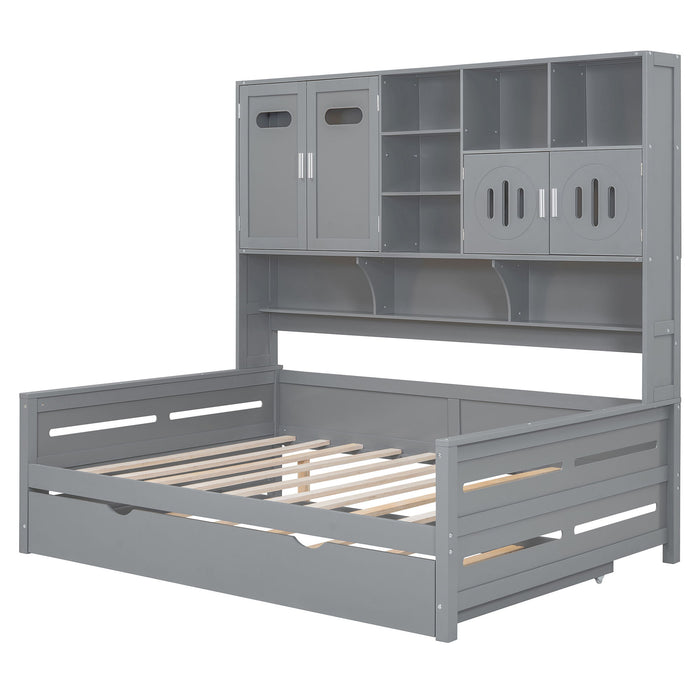 Daybed With All-In-One Cabinet And Shelf