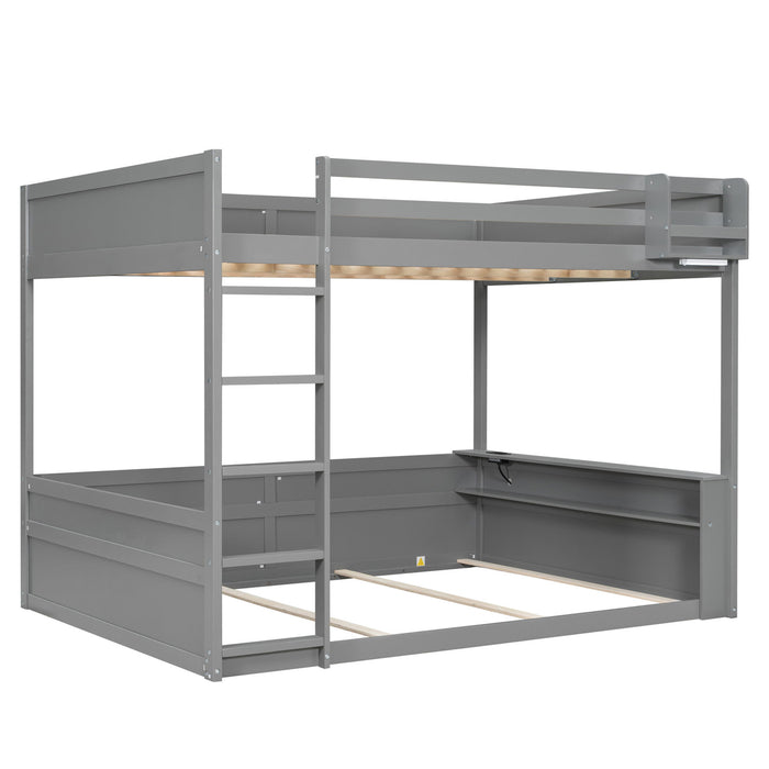 Bunk Bed With Built In Shelves, Storage Box, LED Light And USB Charging Station