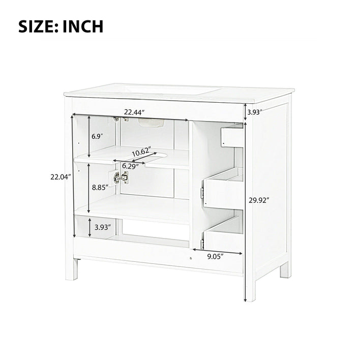 Modern Bathroom Vanity With Sink Top, 2 Doors And 2 Drawers