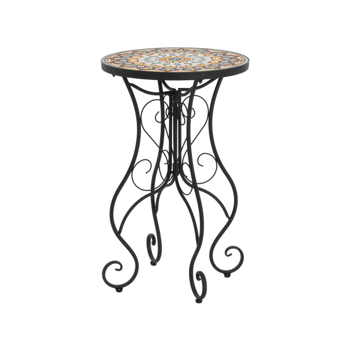 Colorful Outdoor Side Table With Ceramic Tile Top