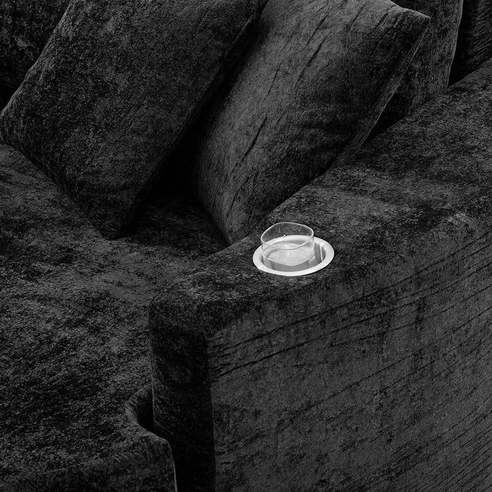 Boneless Design Upholstered Sofa Bed With Cup Holders