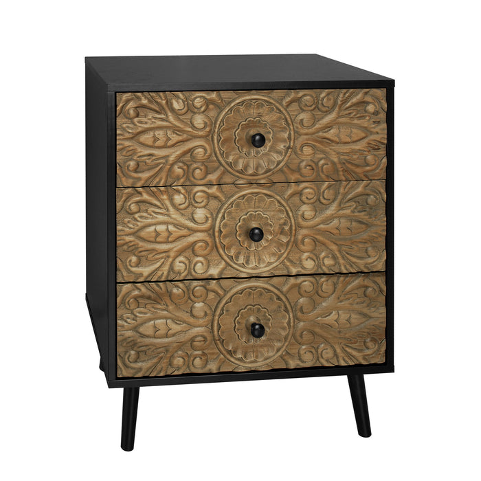 3 Drawer Cabinet, Suitable For Bedroom - Black