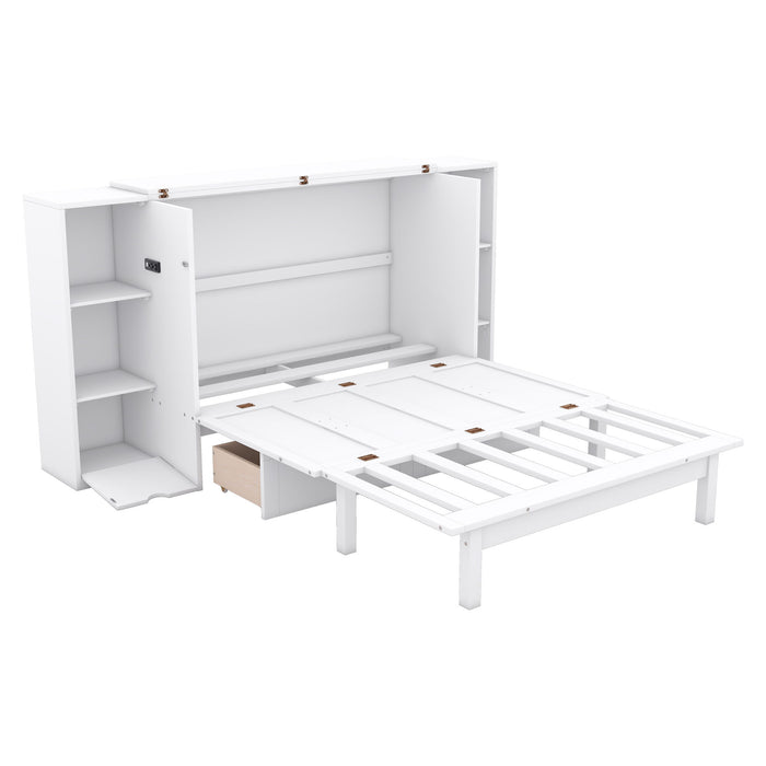 Murphy Bed With Shelves, Drawers And USB Ports