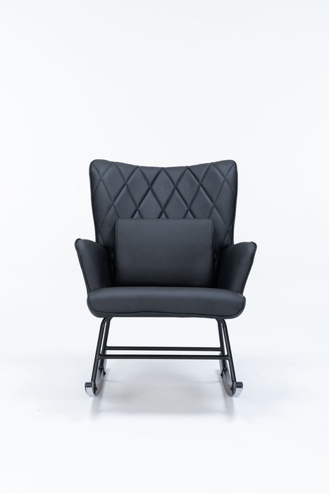 Rocking Accent Chair With Lumbar Pillow And Ottoman