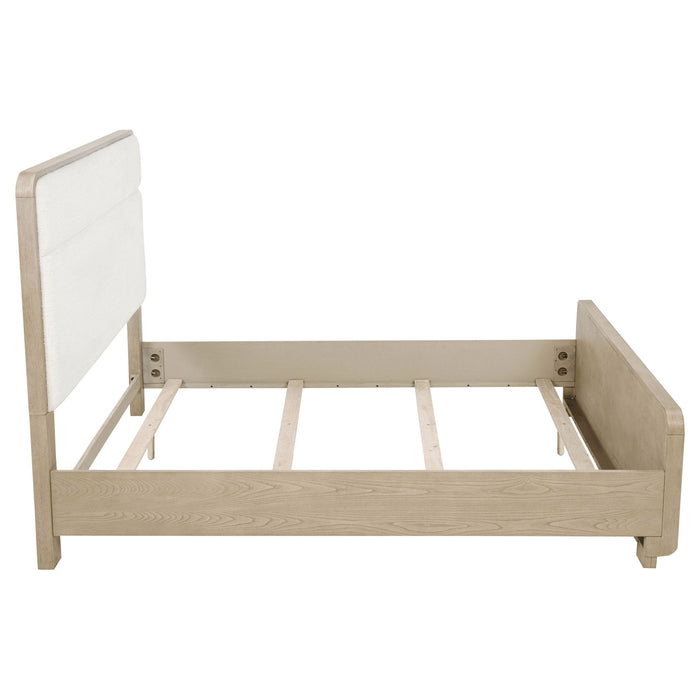 Mirador - Queen Panel Bed With Upholstered Headboard - Light Oak