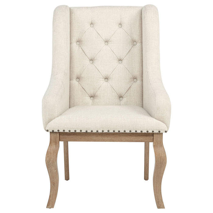 Brockway Upholstered Arm Chair Barley Brown (Set of 2)