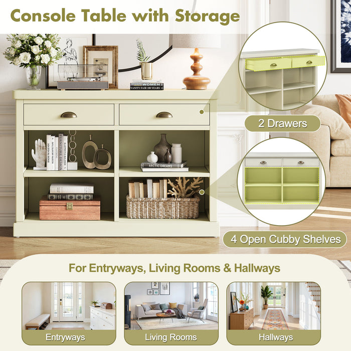 Console Table With 2 Drawers And Open Shelves