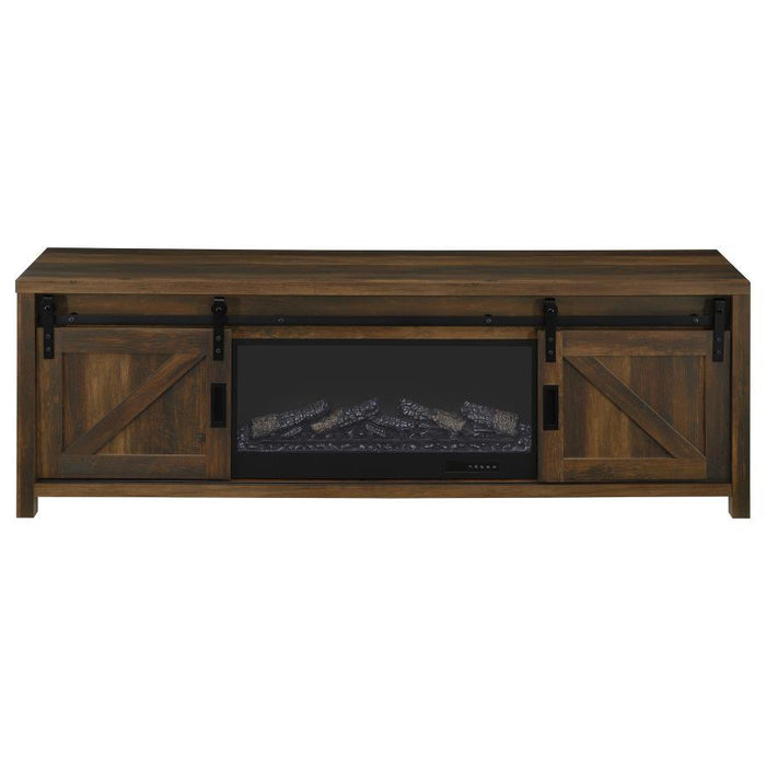 Enfield - 71" TV Stand Fireplace Media Console - Dark Pine