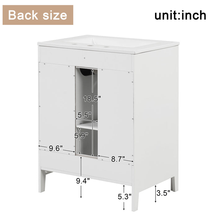 Modern Bathroom Vanity With Sink, Cabinet With 2 Drawers And Door, Adjustable Shelf