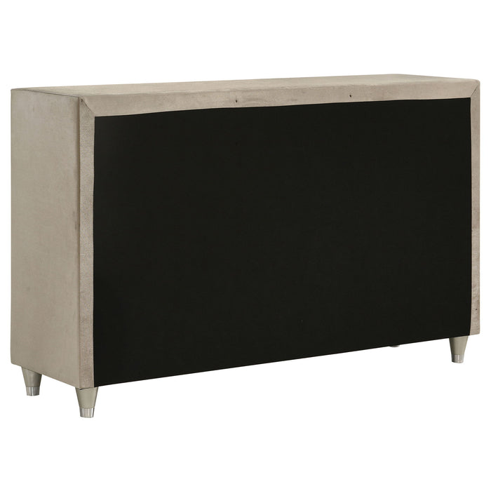 Antonella 7-drawer Upholstered Dresser Ivory and Camel