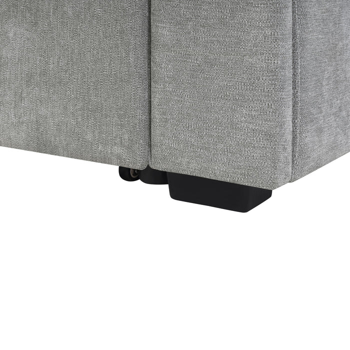 Convertible Sectional L-Shaped Sofa With Dual Pull-Out Sleepers, Flip-Top Table, USB Ports, Cup Holder & Storage