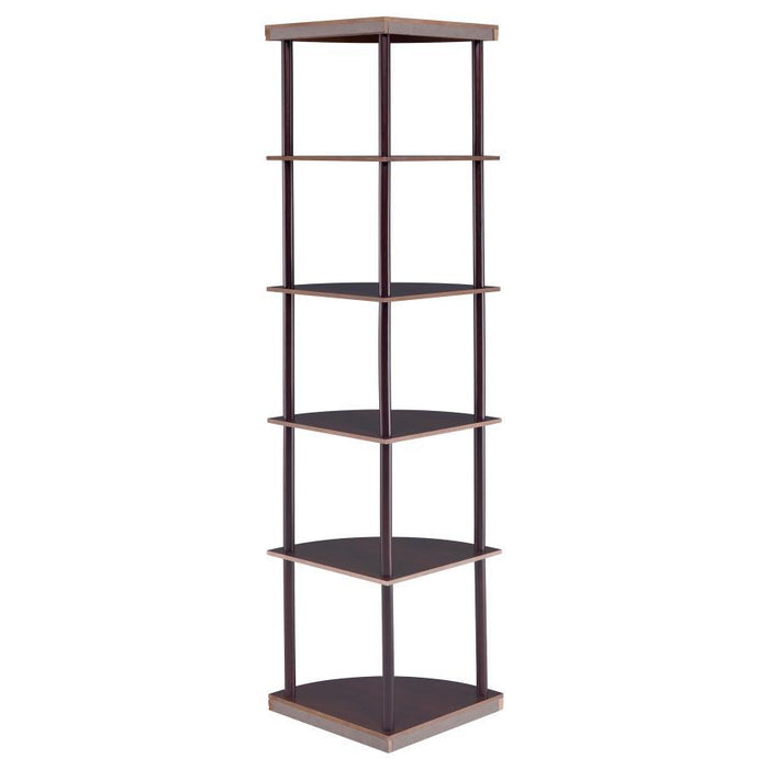 Bonwick - Wood 5-Shelf Corner Bookshelf - Cappuccino