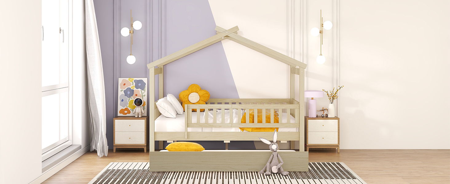 Creativity House Bed With Twin Size Trundle