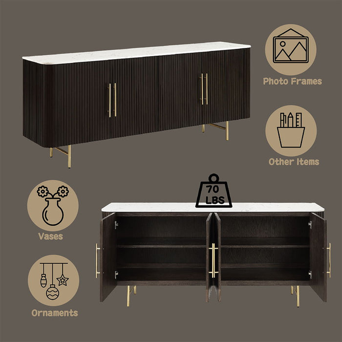 Clayten - Server - White Natural Marble Top & Espresso
