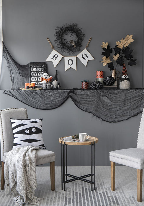 Gnome With Wings Decor, For Halloween Decor - Black White