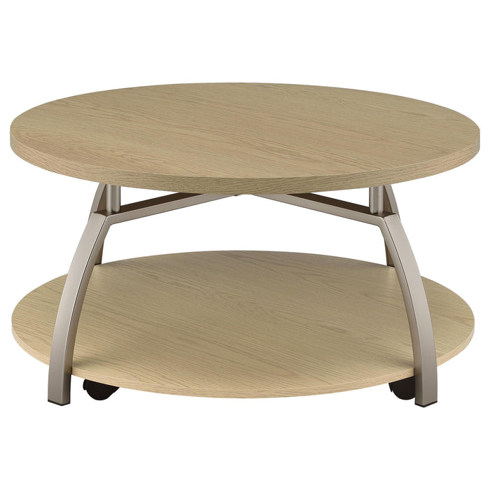 Dacre Round Engineered Wood Top Coffee Table Greige