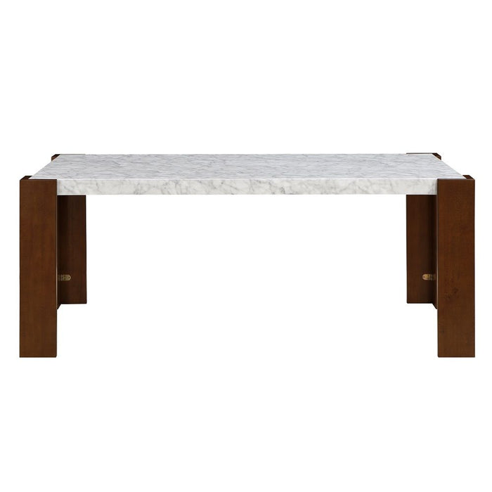 Hettie - Dining Table With Engineering Stone Top - Brown