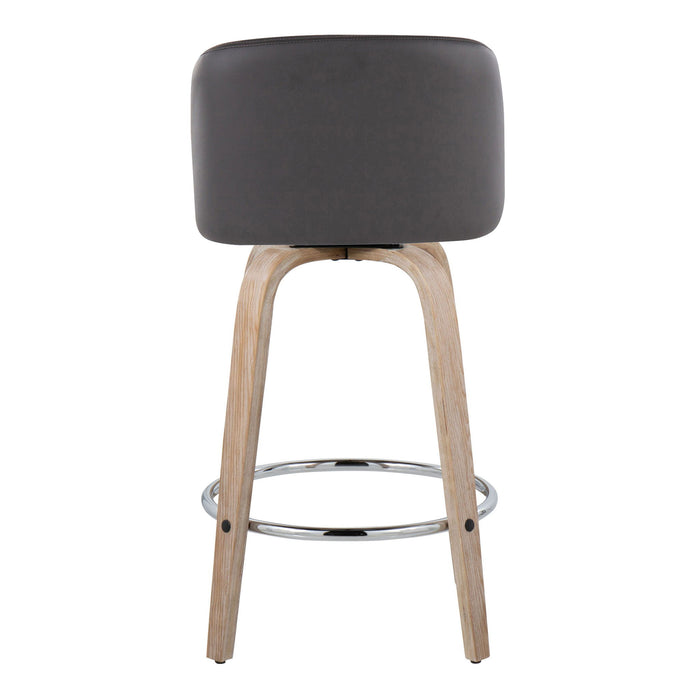 Toriano - Modern Design Fixed Height Counter Stool With Swivel With Round Footrest (Set of 2)