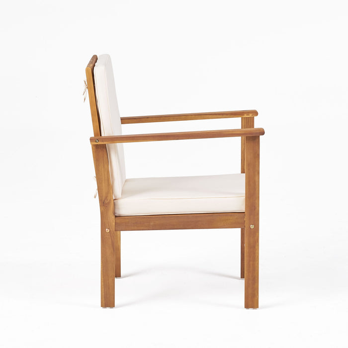 3 Piece Patio Set With Slatted Design, 2 Club Chairs And Coffee Table - Brown